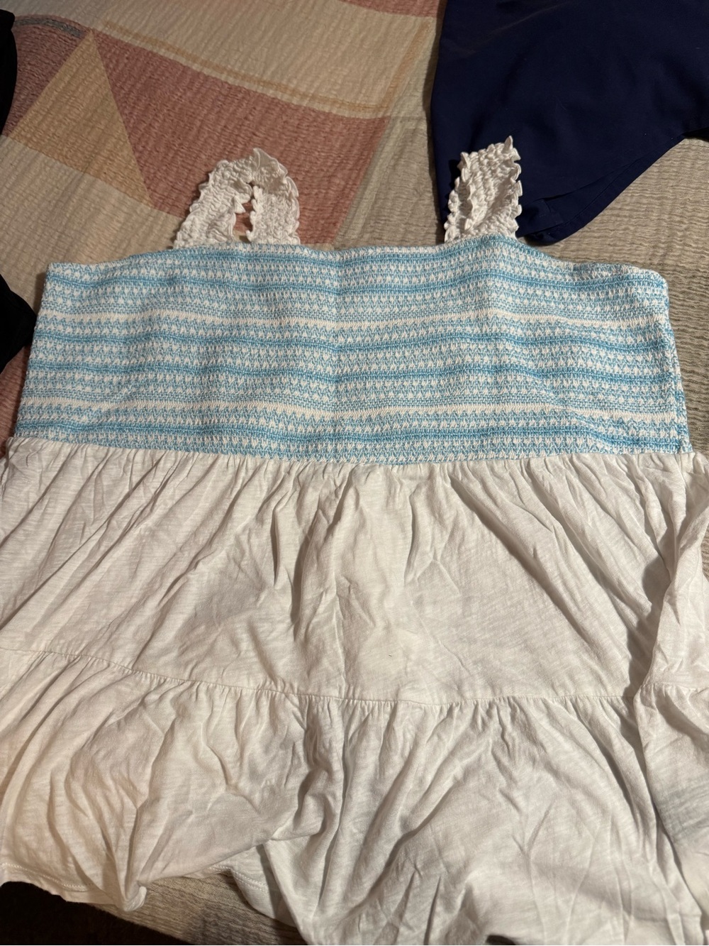 torrid White & Light Blue Smocked Tank shirt size 3 never worn orig $60